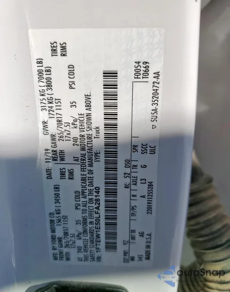 2020 Ford F150 Supercrew from USA, damaged, VIN 1FTEW1E50LFA28140